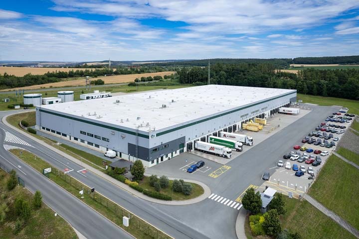 Sony budova letecký záběr